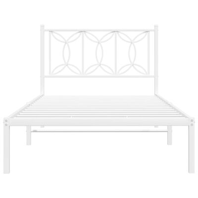 vidaXL Metal Bed Frame without Mattress with Headboard White 39.4"x78.7"