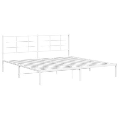 vidaXL Metal Bed Frame without Mattress with Headboard White 76"x79.9"