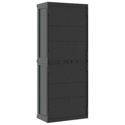 vidaXL Outdoor Storage Cabinet Gray and Black 25.6"x14.6"x65" PP