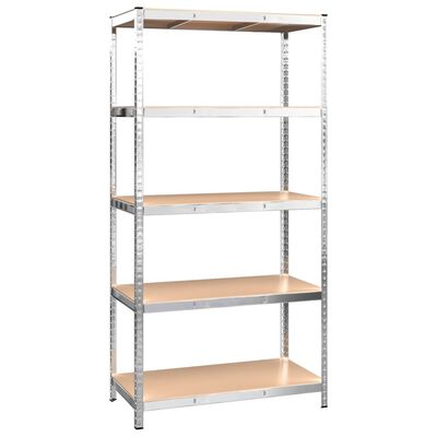 vidaXL 5-Layer Storage Shelf Silver Steel&Engineered Wood