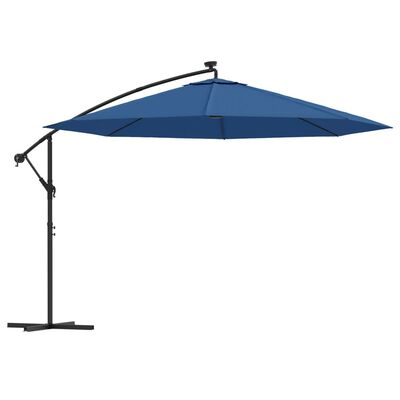 vidaXL Cantilever Umbrella with LED Lights Azure Blue 137.8"