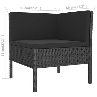 vidaXL 7 Piece Patio Lounge Set with Cushions Poly Rattan Black