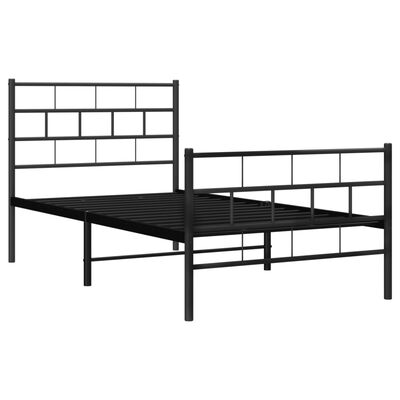 vidaXL Metal Bed Frame without Mattress with Footboard Black 39.4"x78.7"