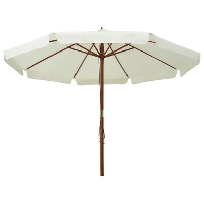 vidaXL Garden Parasol with Wooden Pole 129.9" Sand White