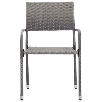 vidaXL Patio Dining Chairs 6 pcs Stackable Gray Poly Rattan