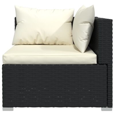 vidaXL 7 Piece Patio Lounge Set with Cushions Poly Rattan Black