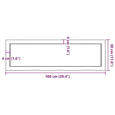 vidaXL Wall Shelf Light Brown 39.4"x11.8"x(0.8"-1.6") Treated Solid Wood Oak