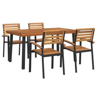 vidaXL 5 Piece Patio Dining Set Solid Wood Acacia and Metal