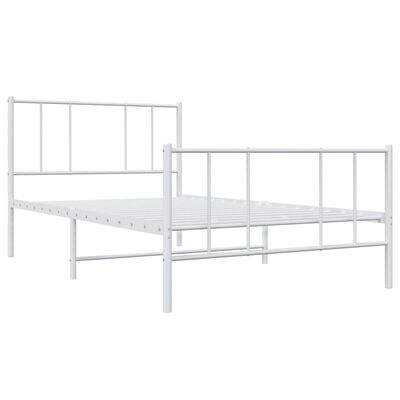 vidaXL Metal Bed Frame without Mattress with Footboard White 39.4"x78.7"