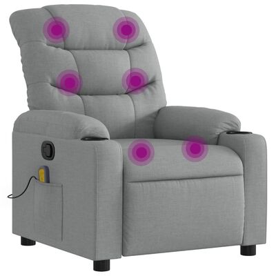 vidaXL Massage Recliner Chair Light Gray Fabric