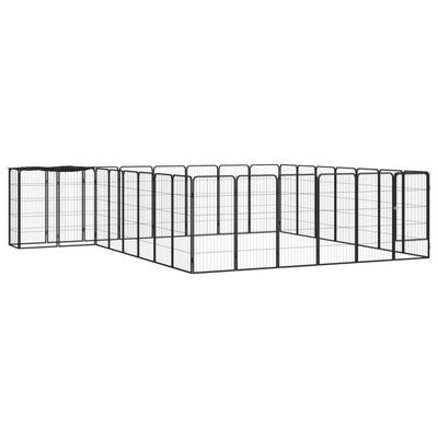 vidaXL 30-Panel Dog Playpen Black 19.7"x39.4" Powder-coated Steel