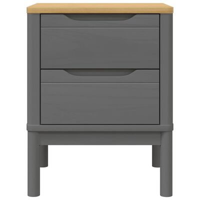 vidaXL Bedside Cabinet FLORO Gray 17.7"x15.4"x22.4" Solid Wood Pine