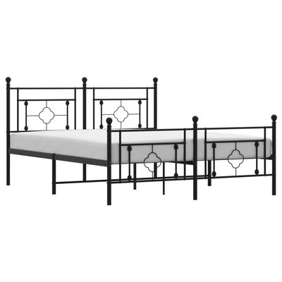 vidaXL Metal Bed Frame without Mattress with Footboard Black 59.1"x78.7"