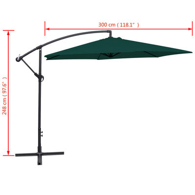 vidaXL Cantilever Garden Parasol 118.1" Green