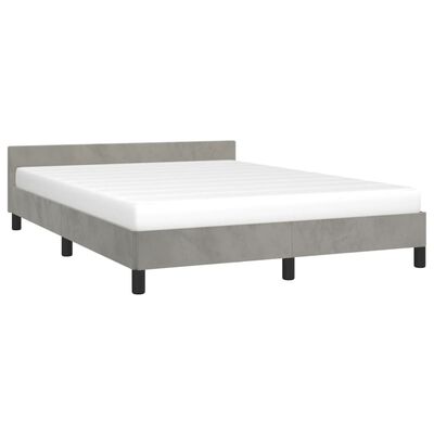 vidaXL Bed Frame with Headboard Light Gray 53.9"x74.8" Full Velvet