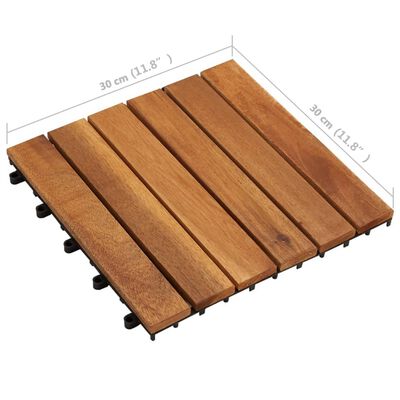 vidaxl 10 pcs Acacia Decking Tiles 11.8"x11.8" Vertical Pattern