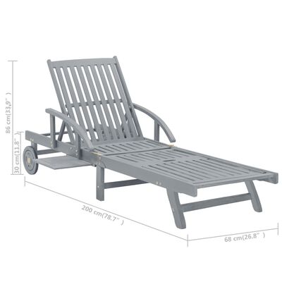 vidaXL Patio Sun Lounger with Cushion Solid Acacia Wood