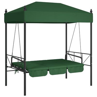 vidaXL Patio Swing Bench with Canopy Green Steel