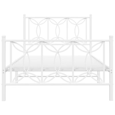 vidaXL Metal Bed Frame without Mattress with Footboard White 39.4"x78.7"