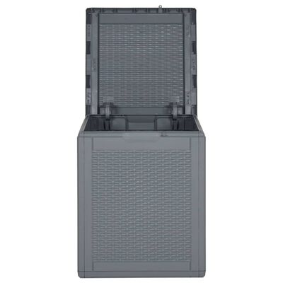 vidaXL Patio Storage Box Gray PP Rattan 23.8 gal