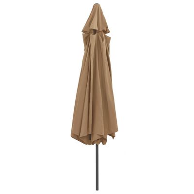 vidaXL Garden Parasol with Metal Pole 153.5" Taupe