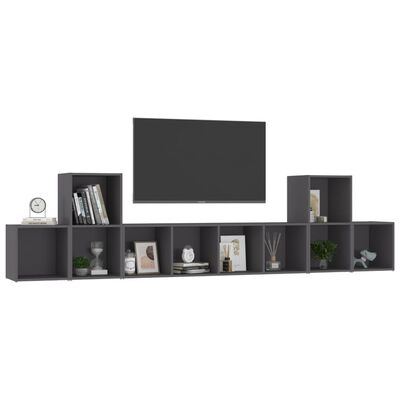 vidaXL 5 Piece TV Stand Set Gray Engineered Wood