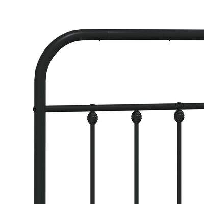 vidaXL Metal Bed Frame without Mattress with Headboard Black 53.1"x74.8"