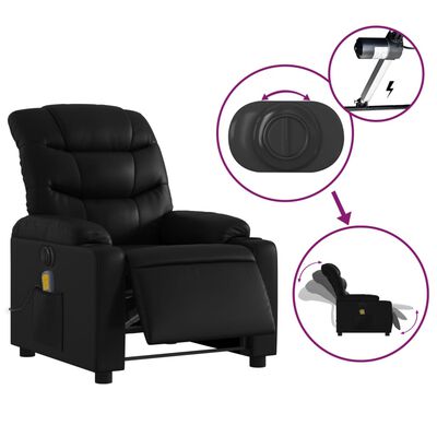 vidaXL Electric Massage Recliner Chair Black Faux Leather