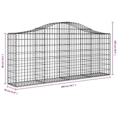 vidaXL Arched Gabion Baskets 3 pcs 78.7"x11.8"x31.5"/39.4" Galvanized Iron