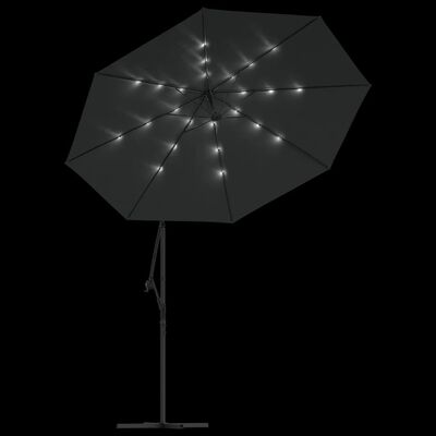 vidaXL Cantilever Garden Parasol with LED Lights and Steel Pole 118.1" Anthracite