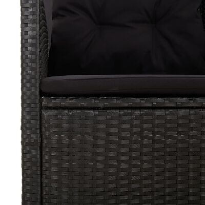 vidaXL Reclining Patio Bench with Cushions Black 68.1" Poly rattan