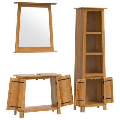 vidaXL 3 Piece Bathroom Furniture Set Solid Wood Pine