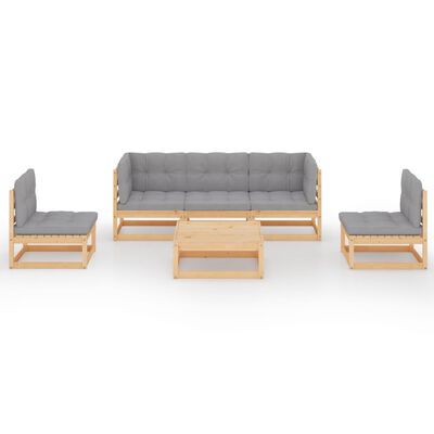 vidaXL 6 Piece Patio Lounge Set with Cushions Solid Wood Pine