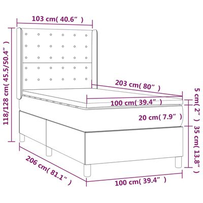 vidaXL Box Spring Bed with Mattress Light Gray Twin XL Fabric