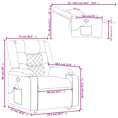 vidaXL Massage Recliner Chair Dark Gray Fabric