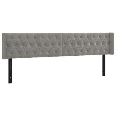 vidaXL LED Headboard Light Gray 64.2"x6.3"x30.7"/34.6" Velvet