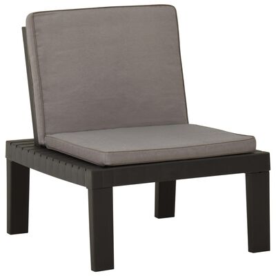 vidaXL Patio Lounge Chair with Cushion Plastic Gray