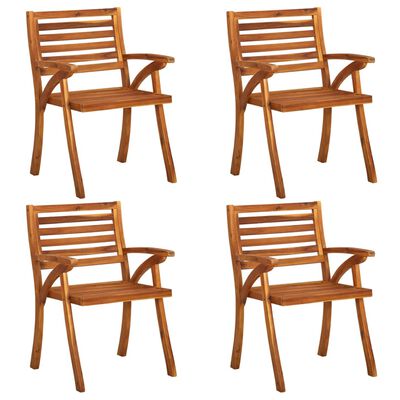 vidaXL Patio Chairs with Cushions 4 pcs Solid Acacia Wood