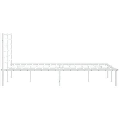 vidaXL Metal Bed Frame without Mattress with Headboard White 53.1"x74.8"