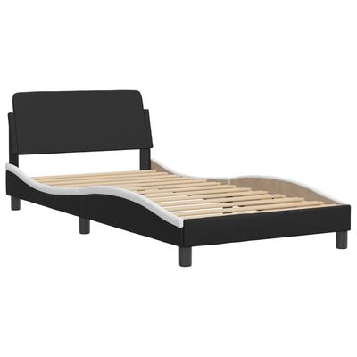 vidaXL Bed Frame without Mattress Black and White 39.4"x74.8" Faux Leather