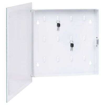 vidaXL Key Box with Magnetic Board White 13.8"x13.8"x1.6"