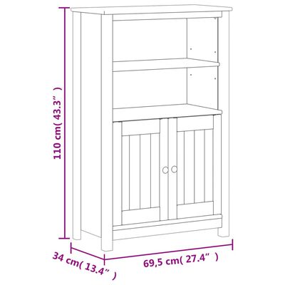 vidaXL Bathroom Cabinet BERG White 27.4"x13.4"x43.3" Solid Wood Pine