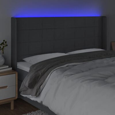 vidaXL LED Headboard Dark Gray 79.9"x6.3"x46.5"/50.4" Fabric