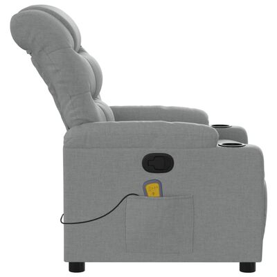 vidaXL Massage Recliner Chair Light Gray Fabric