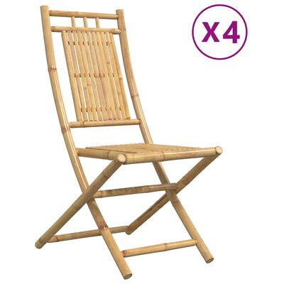 vidaXL Folding Patio Chairs 4 pcs 18.1"x26"x39" Bamboo