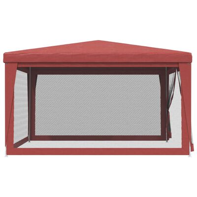 vidaXL Party Tent with 4 Mesh Sidewalls Red 13.1'x13.1' HDPE