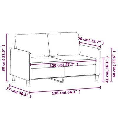 vidaXL 2-Seater Sofa Dark Green 47.2" Velvet