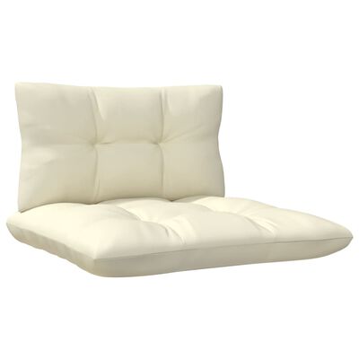 vidaXL 3 Piece Patio Lounge Set with Cream Cushions Pinewood