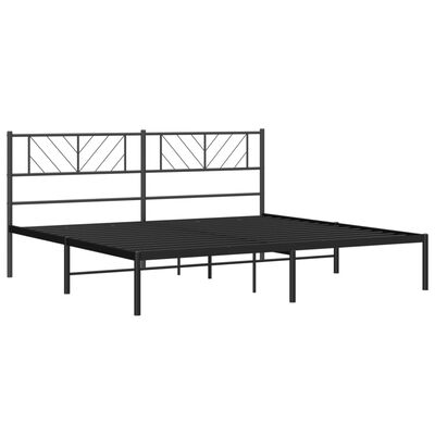 vidaXL Metal Bed Frame without Mattress with Headboard Black 72"x83.9"