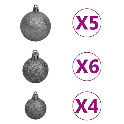 vidaXL Artificial Pre-lit Christmas Tree with Ball Set White 47.2" PVC